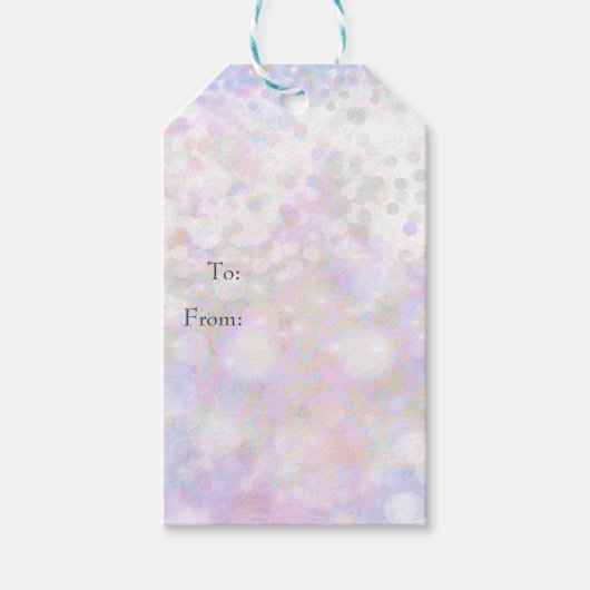 Étiquettes-cadeau Fête de mariage Iridescente White Sparkle Glam Fav (Devant)