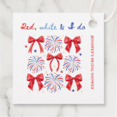 Étiquettes Cadeau Fête de mariage le 4 juillet en rouge, blanc et mo (Dos)