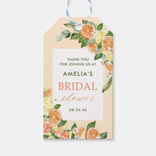 Étiquettes-cadeau Fête de mariage Main Squeeze Citrus (Devant)