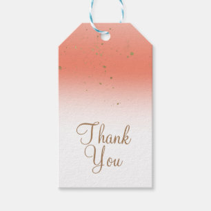 Étiquettes-cadeau Fête de Mariage Moderne Glamour Corail et Or