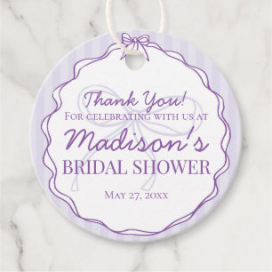 Étiquettes Cadeau Fête de mariage pastel lavande Nœud coquette viole