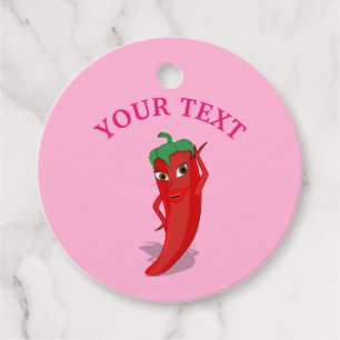 Étiquettes Cadeau Fête de mariage rose avec diva piment rouge