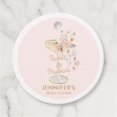 Étiquettes Cadeau Fête de mariage rose perles et prosecco (Devant)