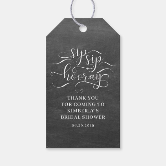 Étiquettes-cadeau Fête de Mariage Sip Sip Hooray (Devant)