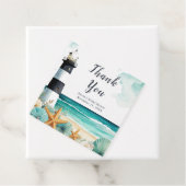 Étiquettes Cadeau Fête de mariage thème phare nautique (En situation)