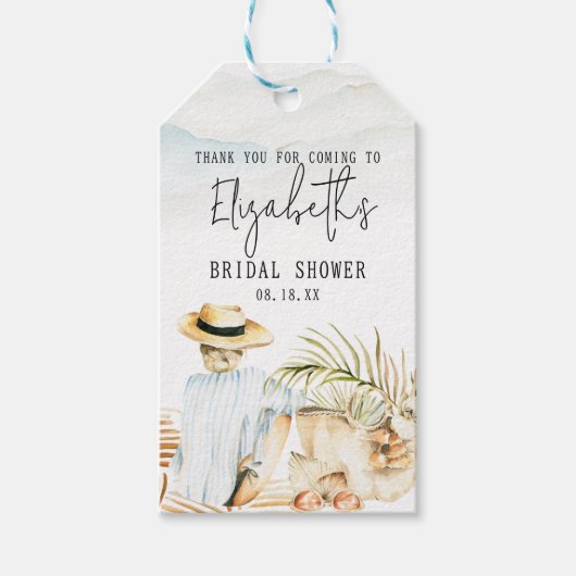 Étiquettes-cadeau Fête de Mariage Tropicale sur la Plage (Devant)