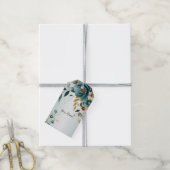 Étiquettes-cadeau Fête de mariage Turquoise Fleur blanche Feuilles d (Avec de la ficelle)
