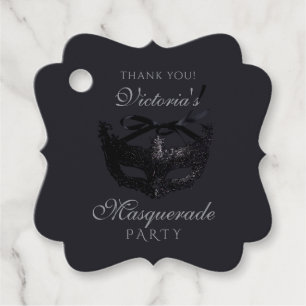 Étiquettes Cadeau Fête de Mascarade Moderne Argent Noir 