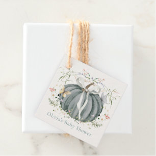 Étiquettes Cadeau Fête de Naissance Bébé Garçon Citrouille Fleurs Pa