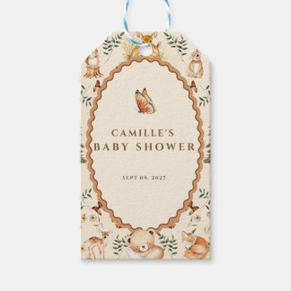 Étiquettes-cadeau Fête de naissance cottagecore en forêt