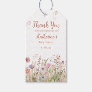Étiquettes-cadeau Fête de naissance de bébé fille Wildflower Merci