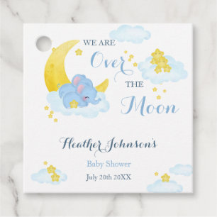 Étiquettes Cadeau Fête de Naissance Éléphant Au-Delà de la Lune