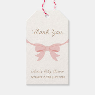 Étiquettes-cadeau Fête de naissance fille arc simple vintage rose 