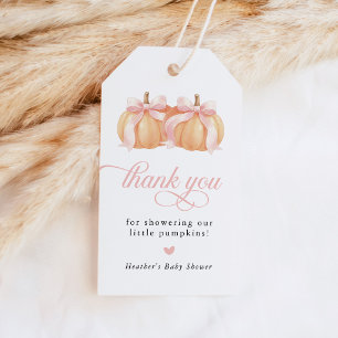 Étiquettes-cadeau Fête de naissance Jumeaux Citrouille Automne Ruban