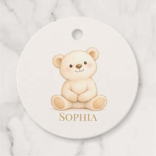Étiquettes Cadeau Fête de naissance ourson bohème