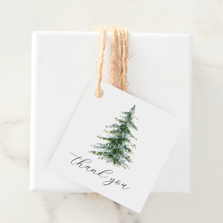 Étiquettes Cadeau Fête de Noël arbre de Noël bleu aquarelle