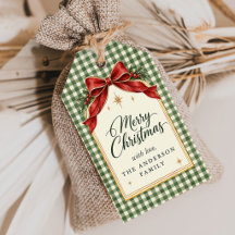 Fête de Noël au nœud rouge et gingham vert