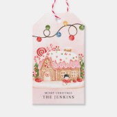 Étiquettes-cadeau Fête de Noël de la maison de pain d'épices (Devant)