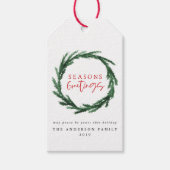 Étiquettes-cadeau Fête de noël de l'aquarelle et des rayures (Devant)