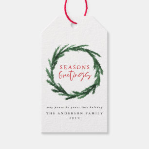 Étiquettes-cadeau Fête de noël de l'aquarelle et des rayures