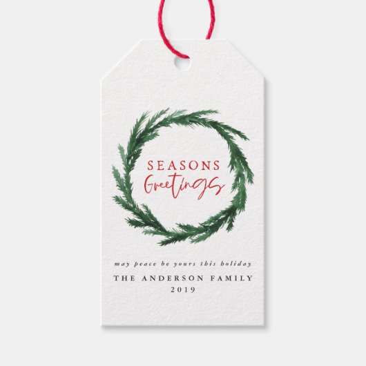Étiquettes-cadeau Fête de noël de l'aquarelle et des rayures (Devant)