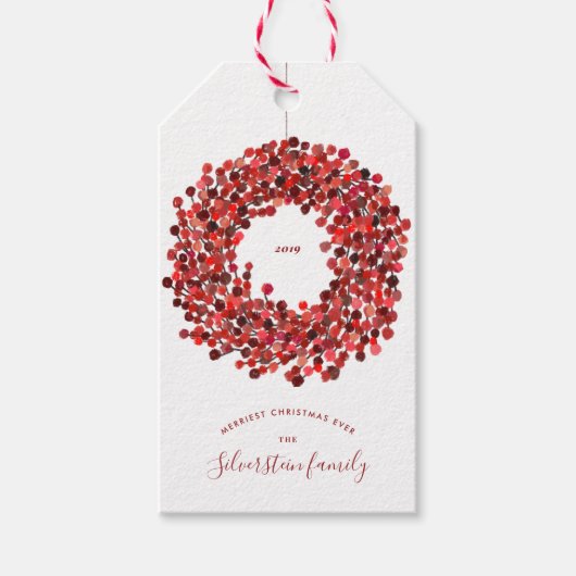 Étiquettes-cadeau Fête de Noël des baies d'aquarelle (Devant)