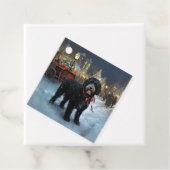 Étiquettes Cadeau Fête de Noël des chiens d'eau portugais (En situation)