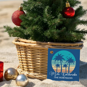 Étiquettes Cadeau Fête de Noël du coucher de soleil tropical de Mele