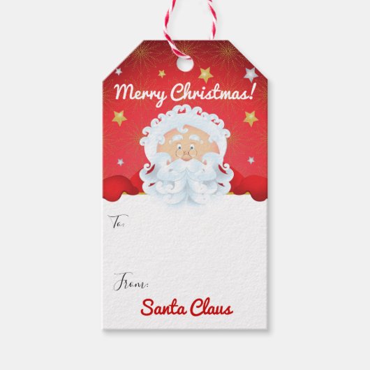 Étiquettes-cadeau Fête de Noël du Père Noël (Devant)