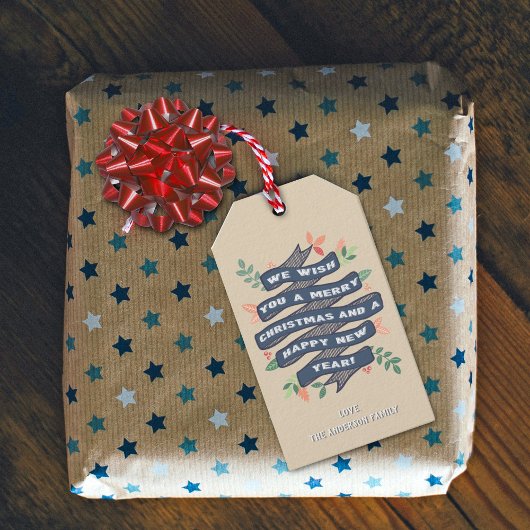 Étiquettes-cadeau Fête de Noël Floral Whimsical