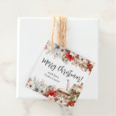 Étiquettes Cadeau Fête de Noël Florale Thé de Noël (En situation)