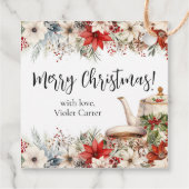 Étiquettes Cadeau Fête de Noël Florale Thé de Noël (Dos)