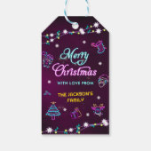 Étiquettes-cadeau Fête de Noël moderne néon violet (Dos)