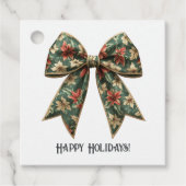 Étiquettes Cadeau Fête de Noël Poinsettia Bow (Devant)