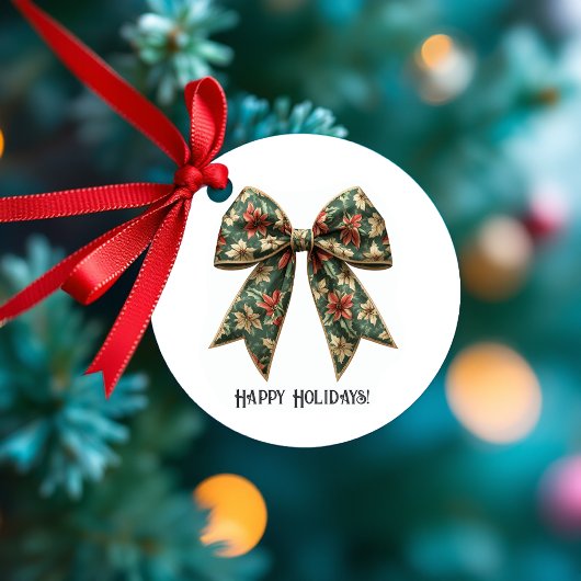 Étiquettes Cadeau Fête de Noël Poinsettia Bow