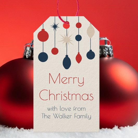 Étiquettes-cadeau Fête de Noël Rouge Rétro