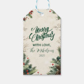 Étiquettes-cadeau Fête de Noël Rustic Birch Pinecone (Devant)