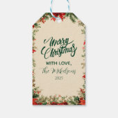 Étiquettes-cadeau Fête de Noël Rustique Poinsettia Pine (Dos)