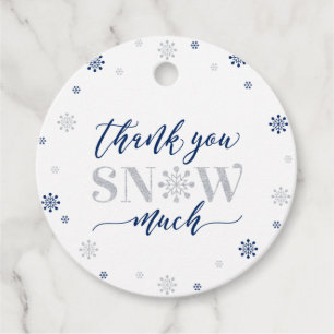 Étiquettes Cadeau Fête de Noël Silver & Blue Wonderland Merci Fa