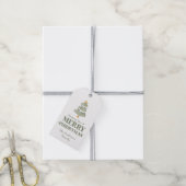 Étiquettes-cadeau Fête de Noël Verte et Or (Avec de la ficelle)