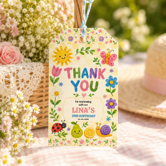 Étiquettes-cadeau Fête de pique-nique floral pour le 2e anniversaire