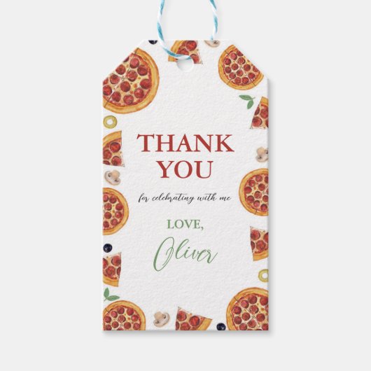 Étiquettes-cadeau Fête de Pizza, Tranches Amusantes (Devant)