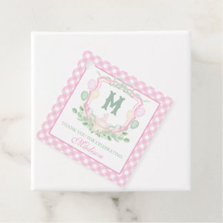 Étiquettes Cadeau Fête de premier anniversaire Monogramme Crête Wate
