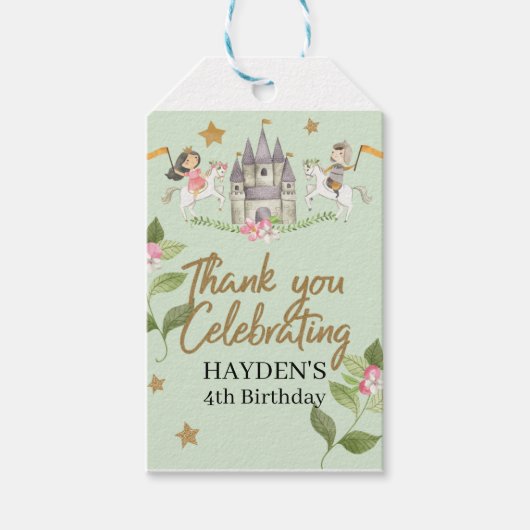 Étiquettes-cadeau Fête de princesse et de chevalier, Princesse, anni (Devant)