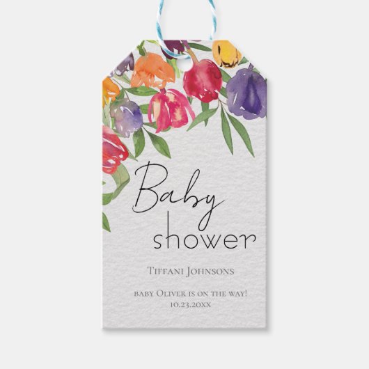 Étiquettes-cadeau Fête de printemps Tulipes Baby Shower (Devant)