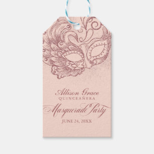 Étiquettes-cadeau Fête de Quinceañera Mascarade Rose Gold Rose