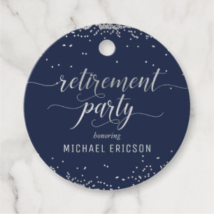 Étiquettes Cadeau Fête de retraite Favoriser Tag Elegant Argent, Mar