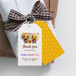 Étiquettes-cadeau Fête de révélation de genre Lui ou elle Bébé Bee M