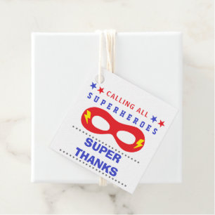 Étiquettes Cadeau Fête de super-héros Merci beaucoup