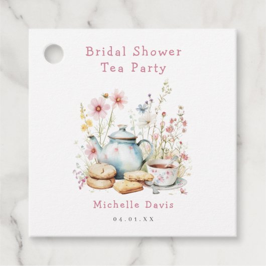 Étiquettes Cadeau Fête de thé de mariage floral (Devant)